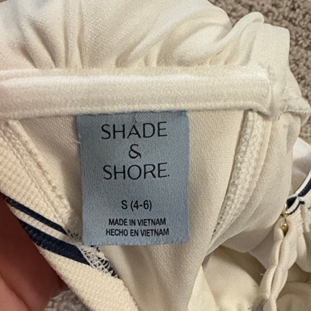 Shade & Shore Cream and Black One Piece Strapless Swimsuit - Picture 2 of 3